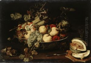 Fruit in a Bowl and a Sliced Melon by Frans Snyders