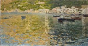 Veduta Di Capri Con Barche Di Pescatori by Enrico Castellaneta