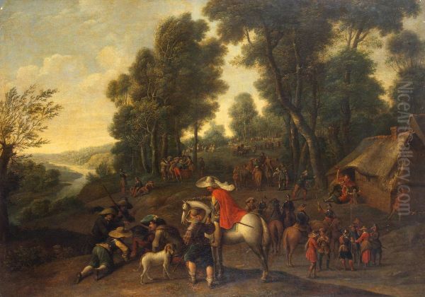 Halt of Horsemen in a Forest - view 1