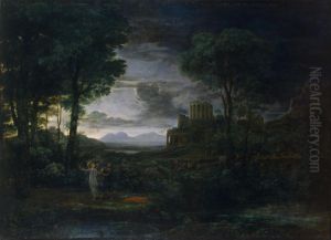 Landscape with Jacob Wrestling with the Angel (Night) by Claude Lorrain (Claude Gellee)