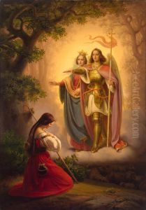 Appearance of Saints Catherine and Michael to Joan of Arc (Left-Hand Part ofThe Life of Joan of ArcTriptych) by Hermann Stilke