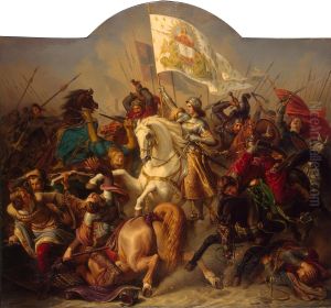 Joan of Arc in Battle (Central Part ofThe Life of Joan of ArcTriptych) by Hermann Stilke
