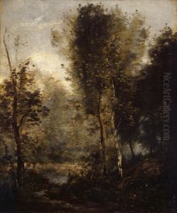 Pool in the Wood by Jean-Baptiste Camille Corot