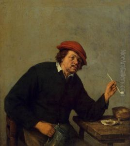 Rokende man met een kan bij een tafel by Adriaen van Ostade