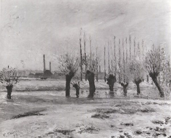 Banks of the Oise at Pontoise, Effect of Snow - view 1