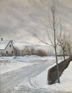 Road in the Village of Baldersbronde (Winter Day) by Laurits Andersen Ring