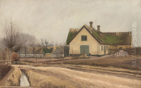 Landsbygade. Motiv fra Baldersbronde. Graavejr - view 1