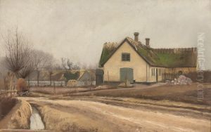 Landsbygade. Motiv fra Baldersbronde. Graavejr Landsbygade. Motiv fra Baldersbronde. Graavejr