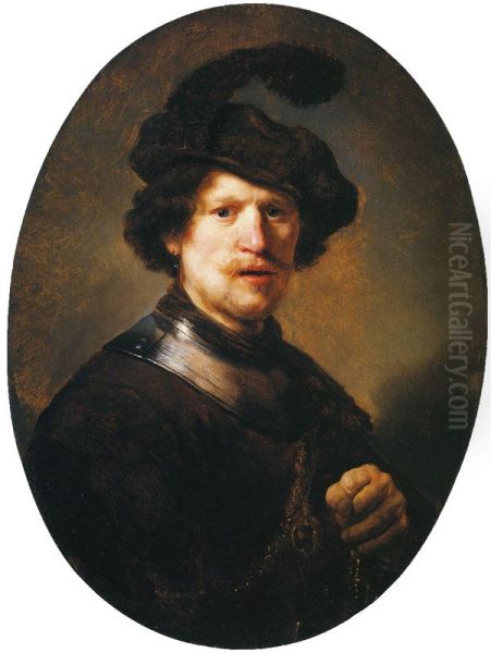 Man Wearing a Plumed Beret and Gorget - view 1