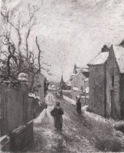 Rue de l'Hermitage, Pontoise, Effect of Snow by Camille Pissarro