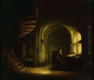 Philosopher with an Open Book, copy of Rembrandt'sPhilosopher in Meditation(INV 1740) by Salomon Koninck