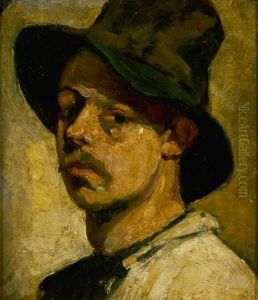 Zelfportret met hoed by Theo van Doesburg