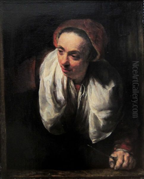 Femme agee a sa fenetre - view 1