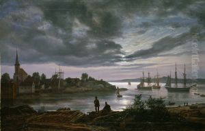 Larvik havn i maneskinn