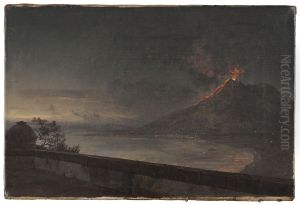 Utsikt mot Vesuvius fran Villa Quisisana by Johan Wilhelm Ludwig Dahl