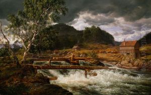 Hellefossen near Hokksund by Johan Wilhelm Ludwig Dahl