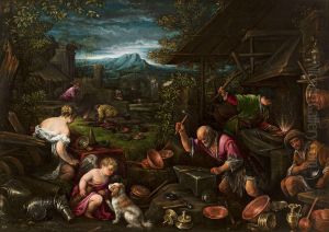 Forge of Vulcan by Francesco Bassano the Younger