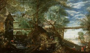 Landscape with a mill by Pieter Stevens