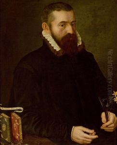 Portrait of a man with narcissus and a hyacinth.