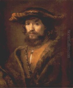 Bust of man wearing a large-brimmed hat by Willem Drost