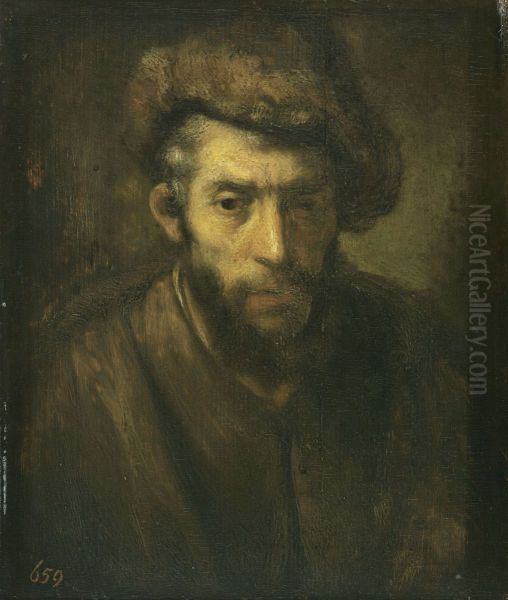 Bust of a man with a fur hat - view 1