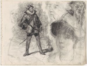 Don Quichotte en 4 gezichten by James Ensor