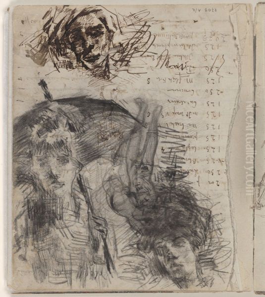 Studie van dame met parasol - view 1