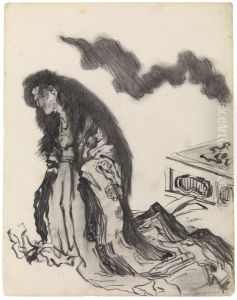 Chinoiserie, een oude vrouw by James Ensor