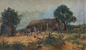 Campesina Con Gallinas by Roberto Castellanos Mane