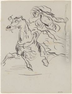 Arabische ruiter in galop by James Ensor