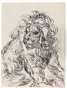 Leeuw met haas by James Ensor