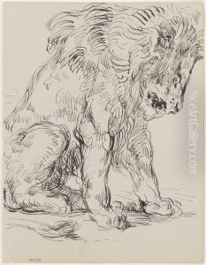 Leeuw en schildpad by James Ensor