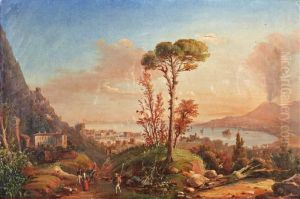 Zicht Op De Baai Van Napels Met De Vesuvius
