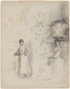 3 studies van een dame met parasol by James Ensor