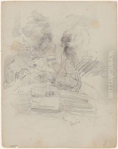 Vrouw met naaiwerk by James Ensor