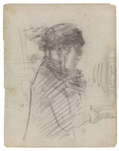De zuster van Ensor aan het klavier by James Ensor