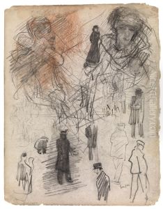 Silhouetten en hoofden by James Ensor