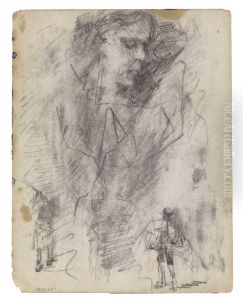 Vrouwenkop en figuurtjes by James Ensor