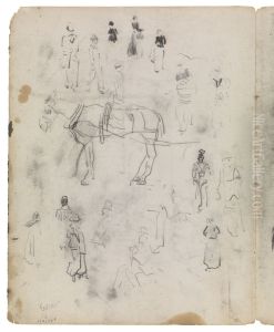 Paard en silhouetten by James Ensor