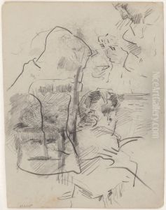 Vrouw aan klavier en Alfred William Finch by James Ensor