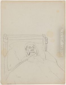 Slapende oude vrouw by James Ensor