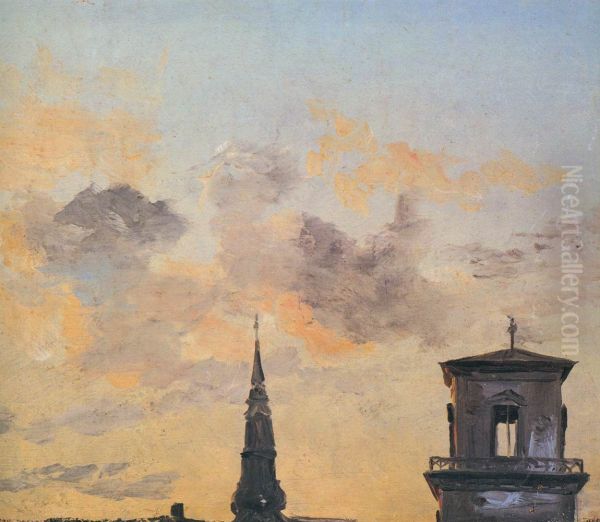 Cloud Study with two Towers in Copenhagen - view 1