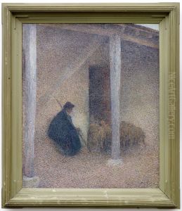 Berger rentrant ses moutons by Henri-Jean Guillaume Martin