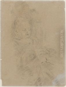 Slapende oude vrouw by James Ensor