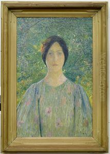 Jeune femme a la robe fleurie by Henri-Jean Guillaume Martin