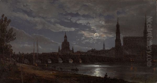 View of Dresden by Moonlight - view 1