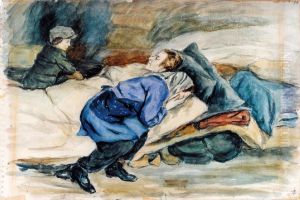 Arrival in Theresienstadt. by Malva Schalek