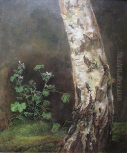 Study of the lower Trunk of a Birch Tree by Johan Wilhelm Ludwig Dahl
