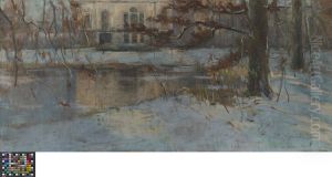 Snow-covered Country House and Park by Albert Baertsoen