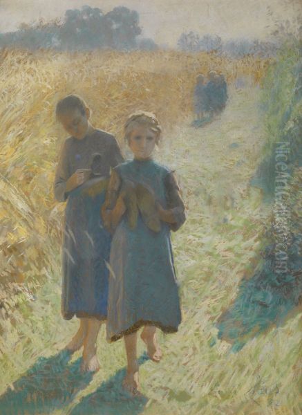 Girls in the field - view 1